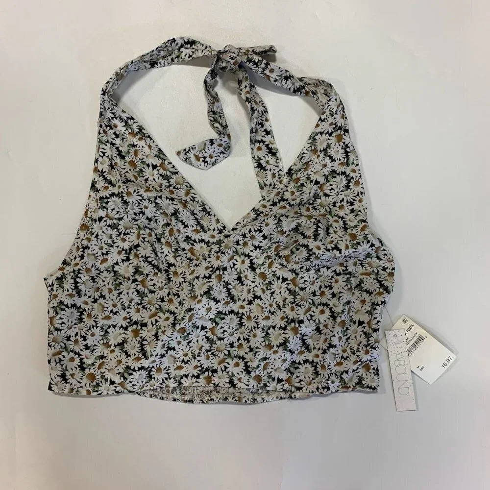 Abound Women's Lettuce Edged Knit Rear Tie Top Rk365425MI Size M NWT‎
